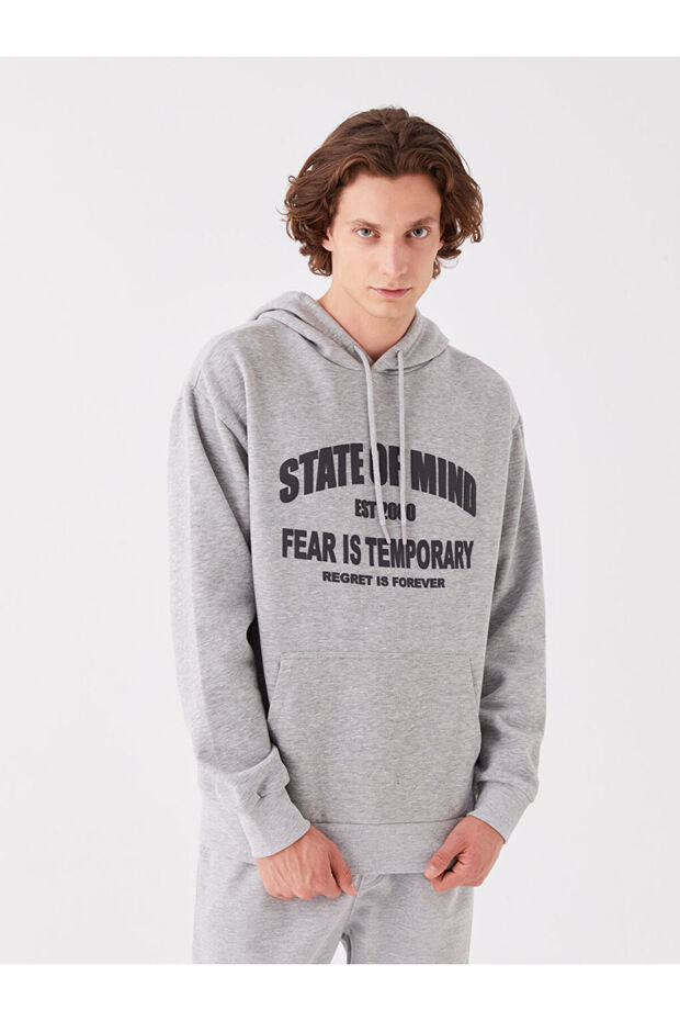 XSIDE Oversize Uzun Kollu Baskılı Erkek Hoodie - 1