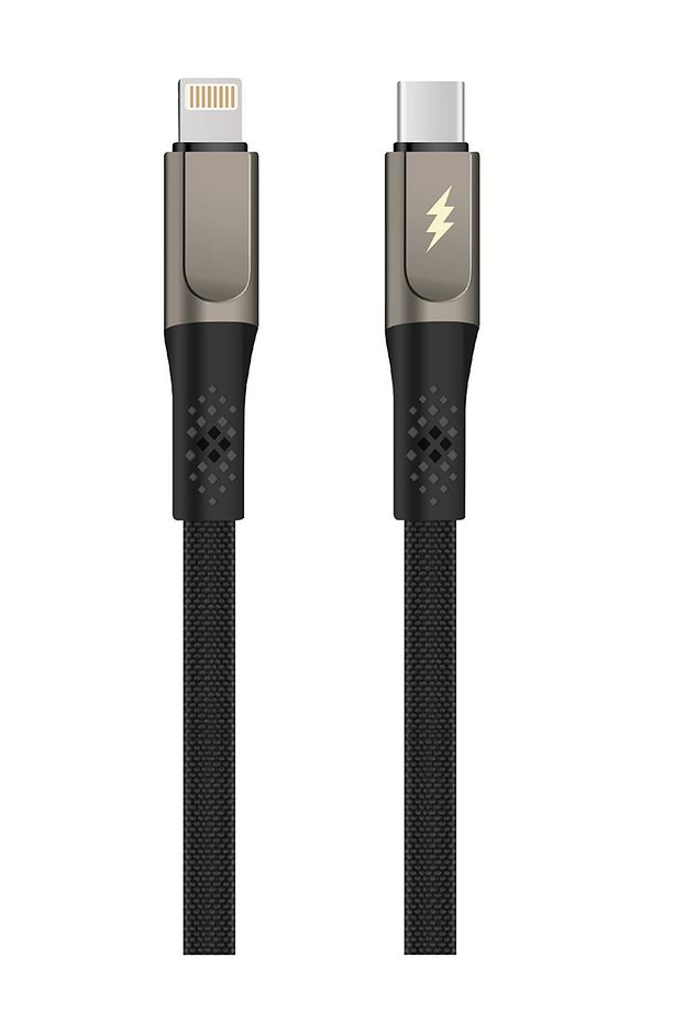 30W TYPE-C to LIGHTNING Siyah Hasır Yassı Şarj ve Data Kablosu - 1