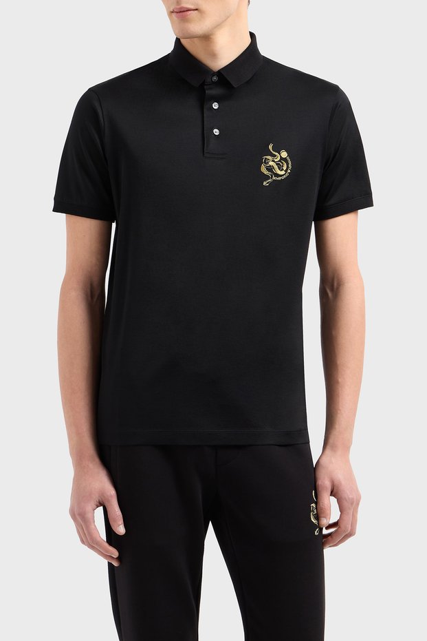 Cotton Blend Logo Buttoned Polo Collar t Shirt Men's Polo Collar t Shirt Em001704 Af1