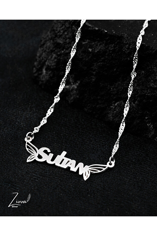 925 Ayar Gümüş Kanatlı İsimli Kolye - 2