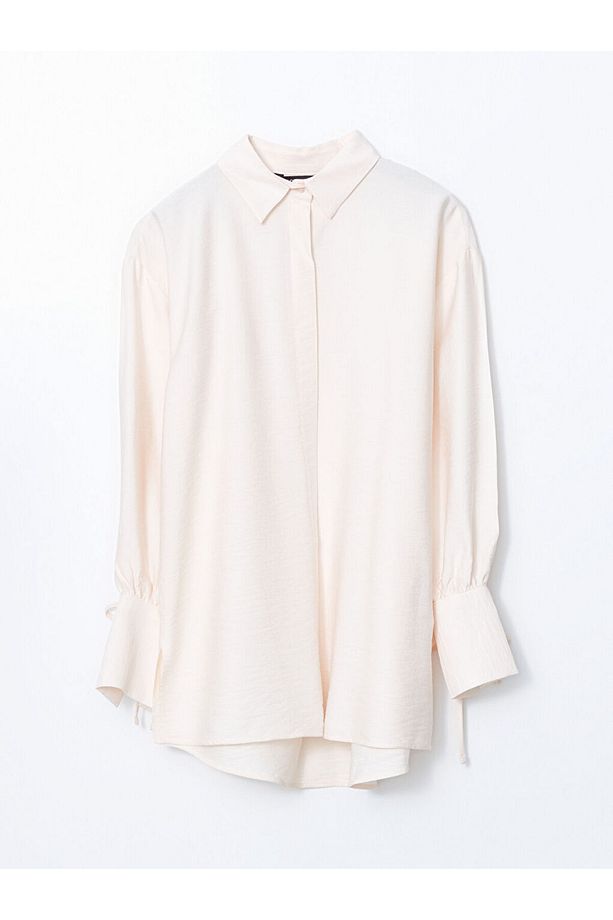 LCW Modest Ekru Oversize Kadın Gömlek Tunik - 1