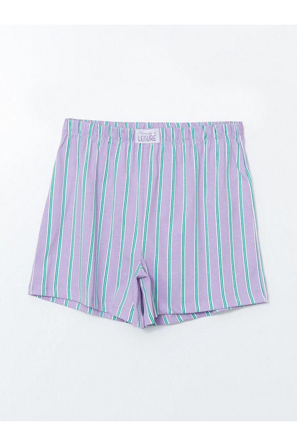 LCW DREAM Bisiklet Yaka Nakışlı Kadın Şortlu Pijama Takımı - 4