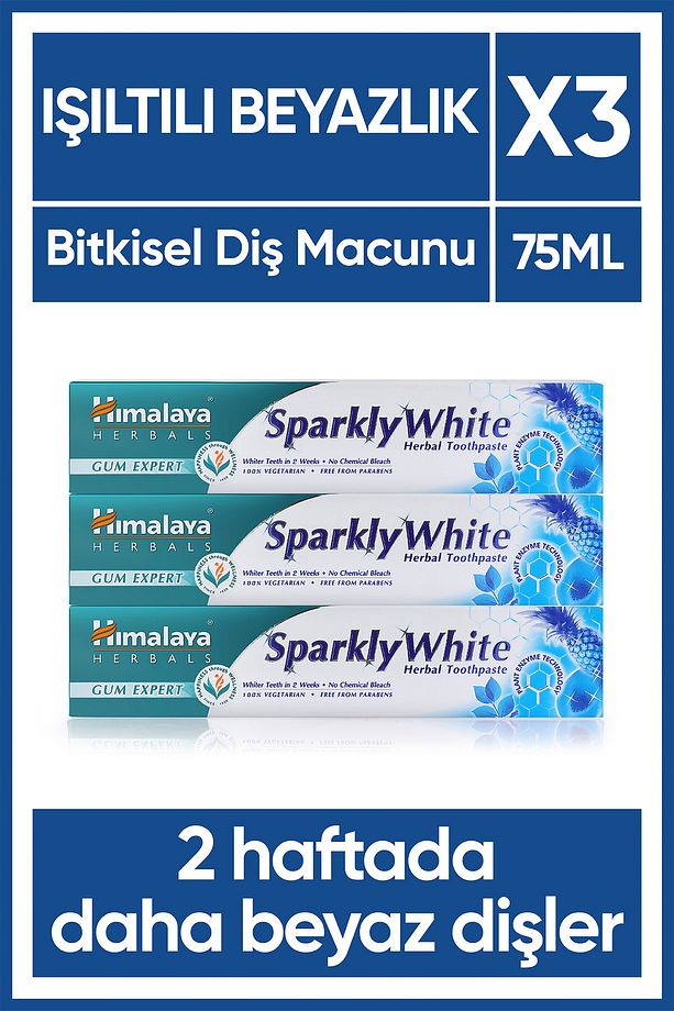 Sparkly White Beyazlatıcı Diş Macunu, Bitkisel, Vejetaryen, Florürsüz, Parabensiz, 75 Ml 3 Adet - 1