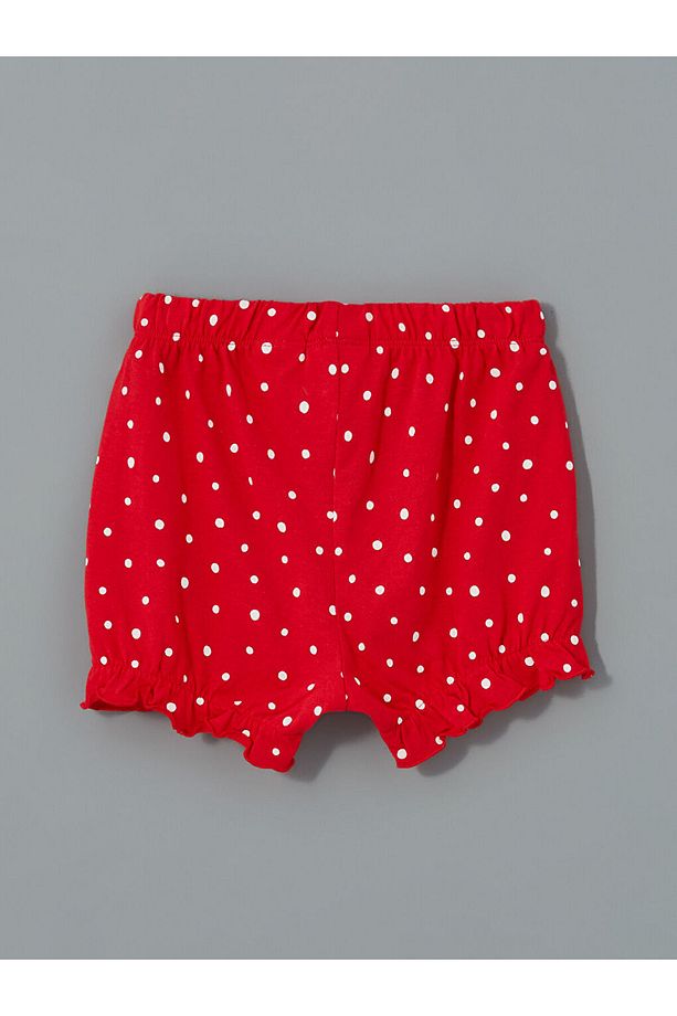LCW baby Ekru Minnie Mouse Baskılı Kız Bebek Şortlu Pijama Takımı - 5