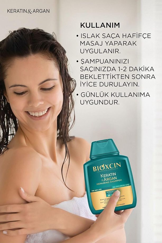 Keratin Argan İçeren Tüm Saç Tipleri İçin Onarıcı Şampuan 300ml x 4 Adet + 1 Adet 100ml Jel Hediye - 5