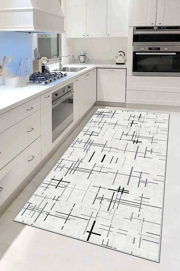 Mutfak Halısı Geometrik İskandinav Eskitmeli Dijital Baskı Yıkanabilir Kaymaz Taban 8162MUTFAK - 3