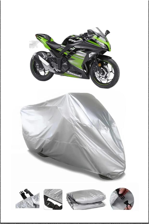 قفل Kawasaki NINJA300 متوافق مع غطاء دراجة نارية متين مقاوم للماء - رمادي