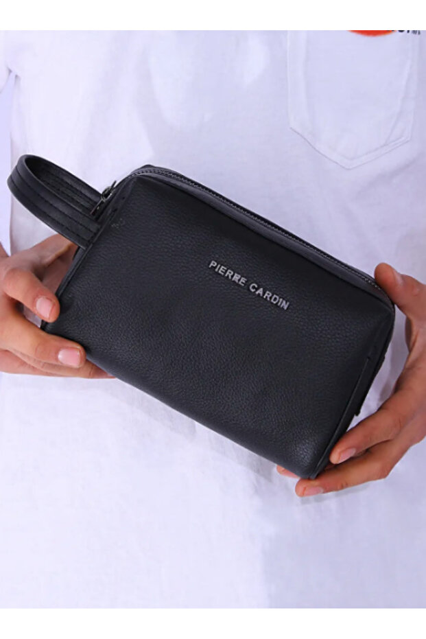 Black Men's Handbag with Hand Grip and Zipper Closure - Portfolio Bag - Clutch 01Pc002001