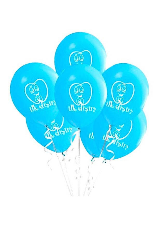 10 Adet İlk Dişim Baskılı Balon Parti Kutlama Mavi - 1