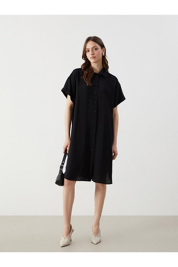 LCW Comfort Düz Oversize Kadın Gömlek Elbise - 2
