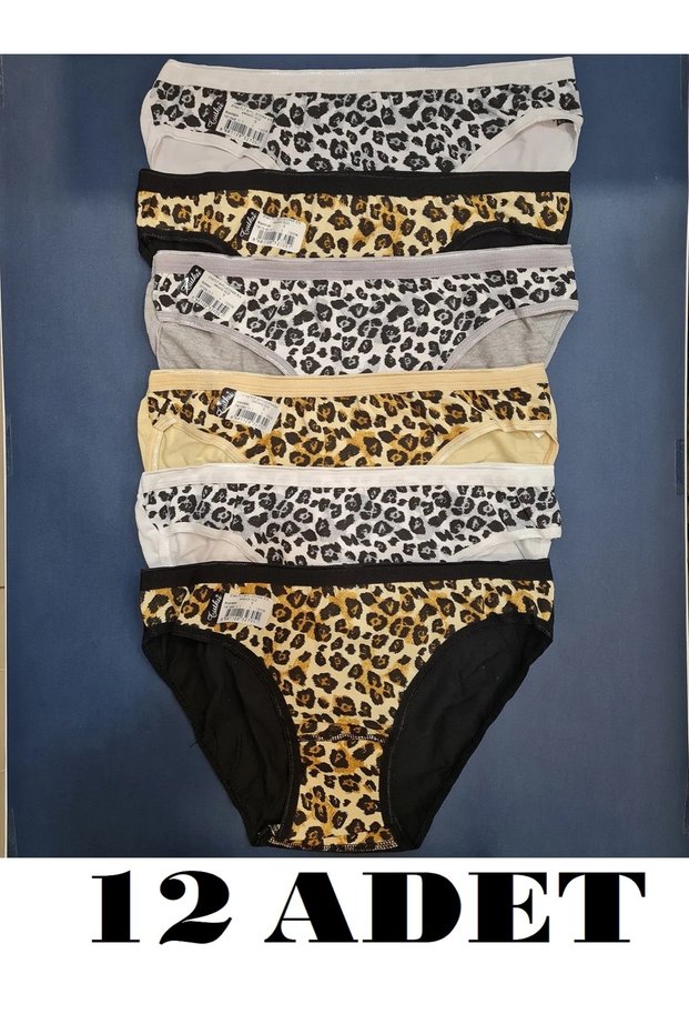Women's Leopard Pattern Luxury Bikini Panties Assorted Color 12 Pieces