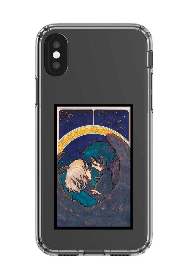 iPhone XS Compatible Transparent Case Howls Moving Castle Design 3
