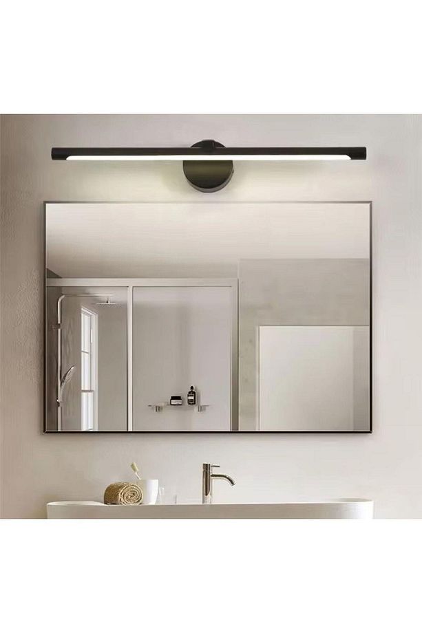 Yapışkanlı 36 Cm Günışığı Ledli Pilli Aplik Banyo Tablo Ayna Duvar Aydınlatma Siyah Pil Dahildir - 2
