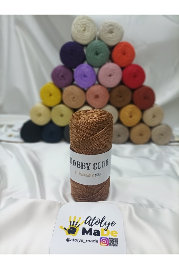 PP Macrame No:4 Polyester Örgü İpi 200gr 230m Premium Kalite 200-Kahve - 1