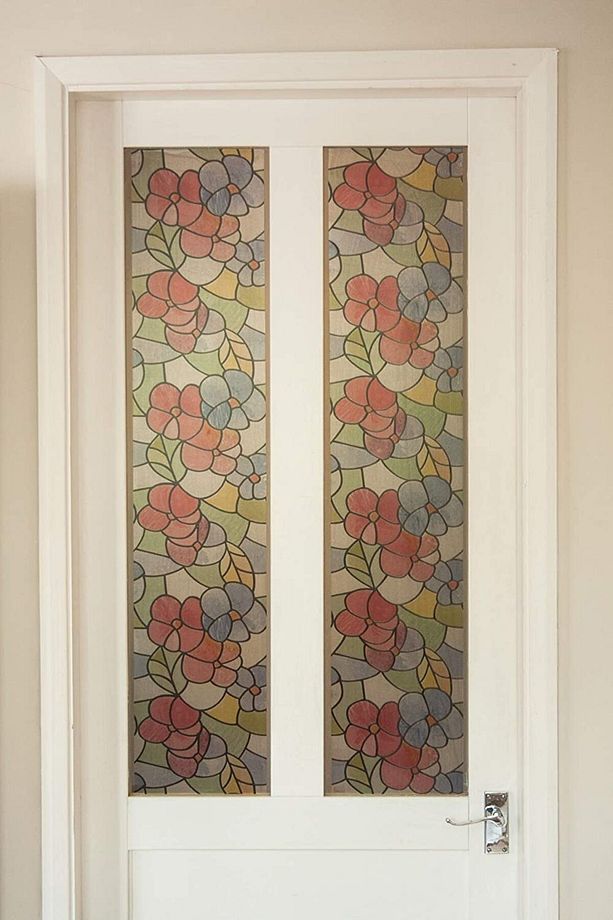 176-0117 Çiçek Desen Kendinden Yapışkanlı Cam Vitray Folyo (45 cm x 1 mt) - 2