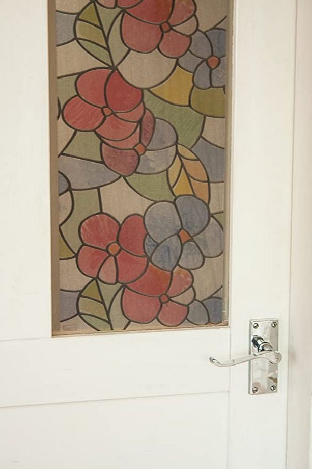 176-0117 Çiçek Desen Kendinden Yapışkanlı Cam Vitray Folyo (45 cm x 1 mt) - 4