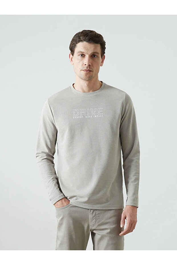 LCWAIKIKI Classic Crew Neck Long Sleeve Printed Men's Sweatshirt