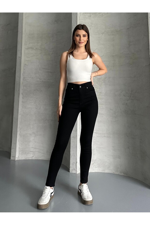 Women's Black Narrow Leg Jeans Jeans Colorfast Skinny Jeans Recovery Pants