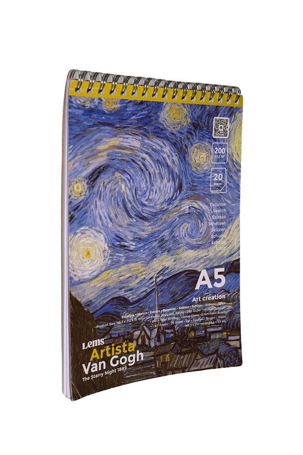 Artista A5 Lems Van Gogh - The Starry Night (Yıldızlı Gece) A5 Sketchbook Eskiz Defteri 200 Gr. - 7