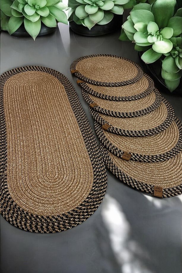Naturel Jüt Maste Life Collection 6 adet Supla+Runner Set 35 cm -Amerikan Servis Hasır - 1