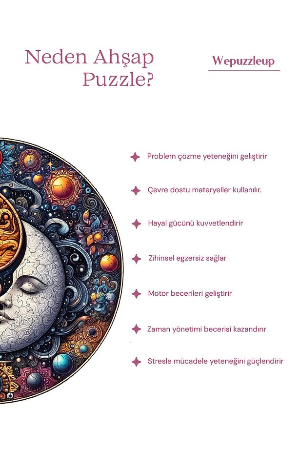 Ahşap Puzzle Güneş Ve Ayın Dansı Benzersiz Parçalı Yapboz 252 Parça 29x29 Cm A1-06 - 8