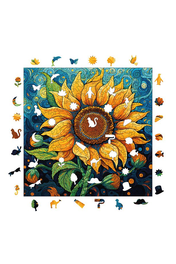 Ahşap Puzzle Günebakan Çiçeği Benzersiz Parçalı Yapboz 353 Parça 29x29 Cm S1-34 - 4