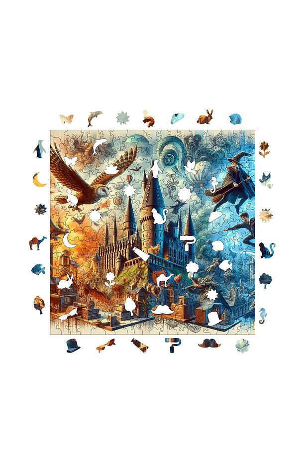 Hogwarts Ahşap Puzzle Yetişkin Benzersiz Parçalı Yapboz Puzzle Yapıştırıcılı S1-05 - 4