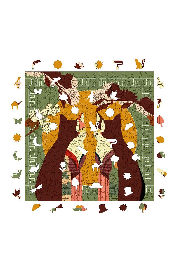 Ahşap Puzzle Kedilerin Dünyası Benzersiz Parçalı Yapboz 353 Parça 29x29 Cm S1-01 - 4