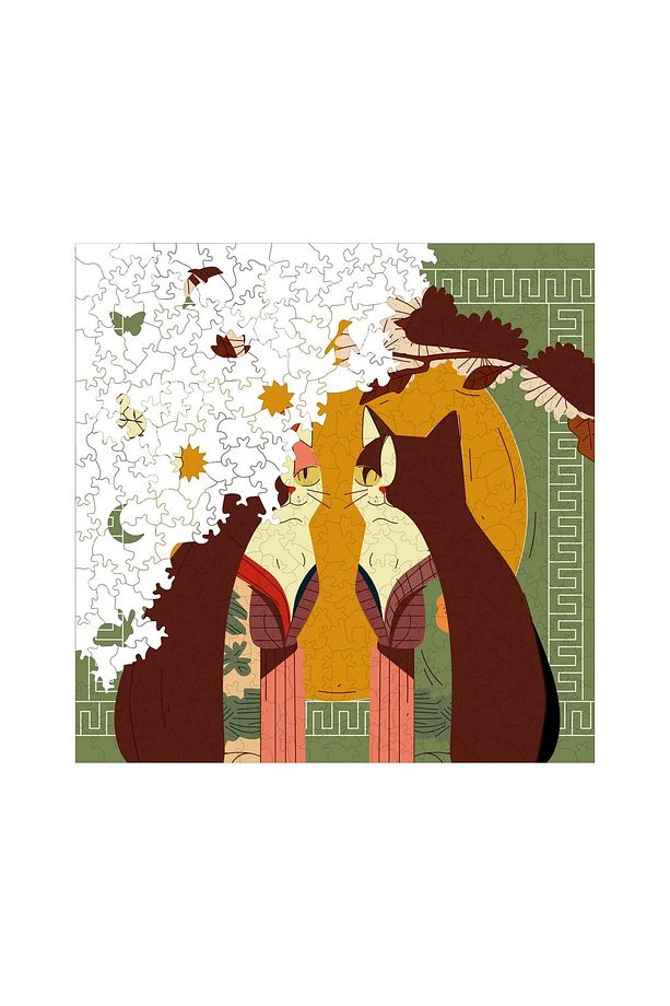 Ahşap Puzzle Kedilerin Dünyası Benzersiz Parçalı Yapboz 353 Parça 29x29 Cm S1-01 - 5