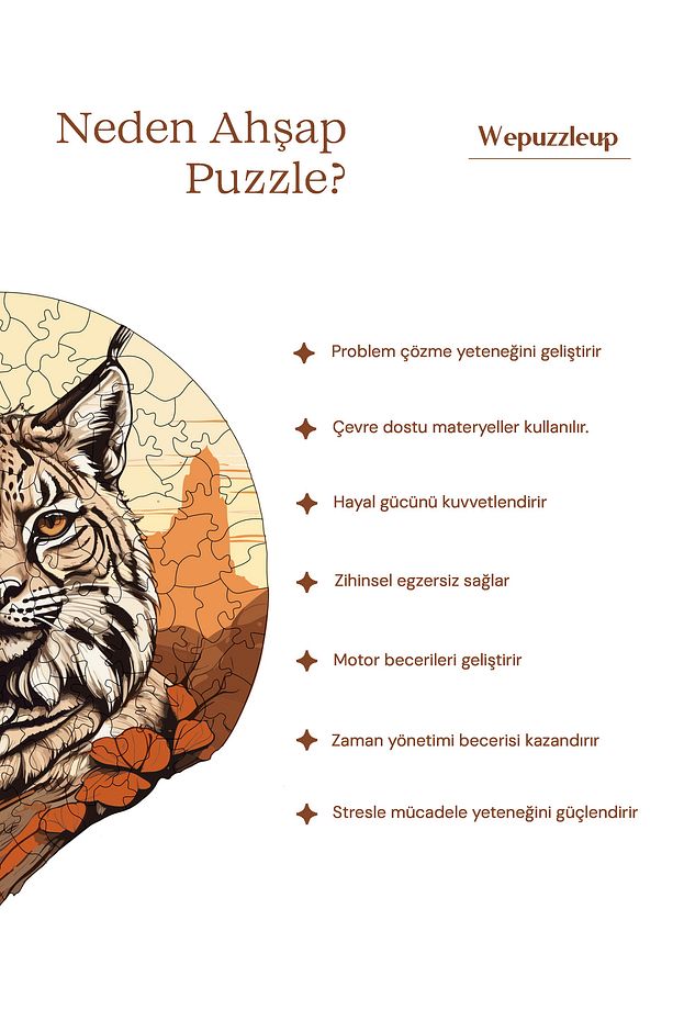 Çöl Vaşağı Ahşap Puzzle Yetişkin Yapboz Puzzle Yapıştırıcılı WZ-14 - 8