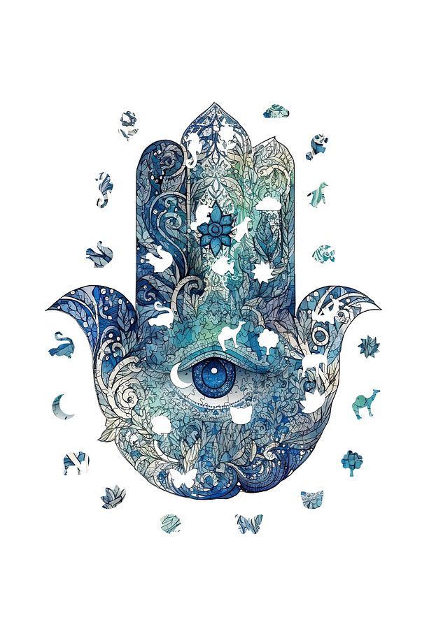 Ahşap Puzzle Hamsa Benzersiz Parçalı Yapboz 230 Parça Yapıştırıcı Folyo Dahil 28x34 Cm Wz-01 - 4