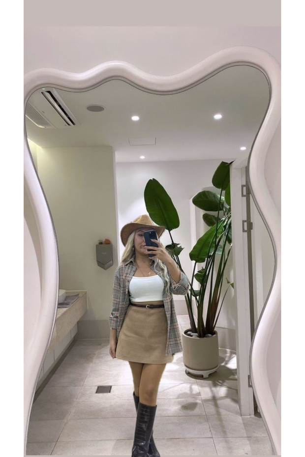 SÜET MİNİ ETEK VİZON - 1