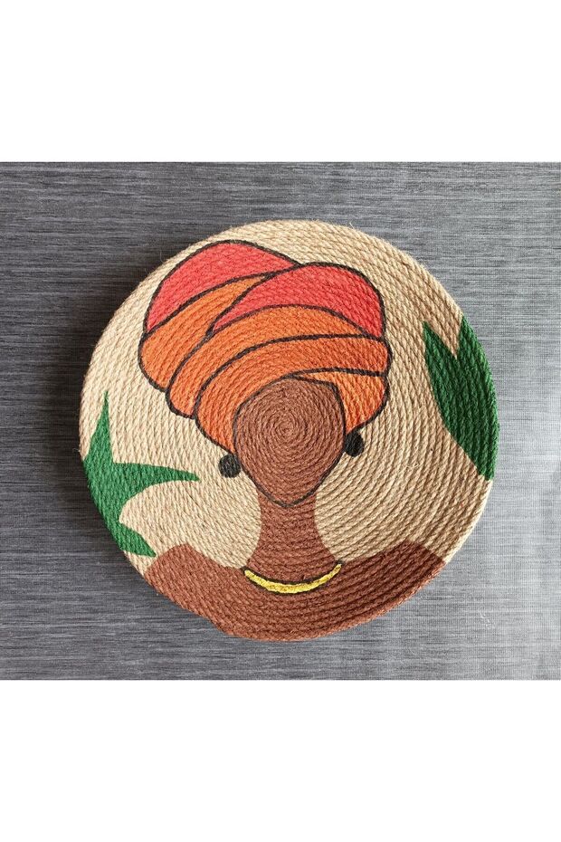 El Yapımı Afrikan Tabak Etnik Hasır Tabak Seti Bohem Duvar Dekoru Afrika Tabak - 3