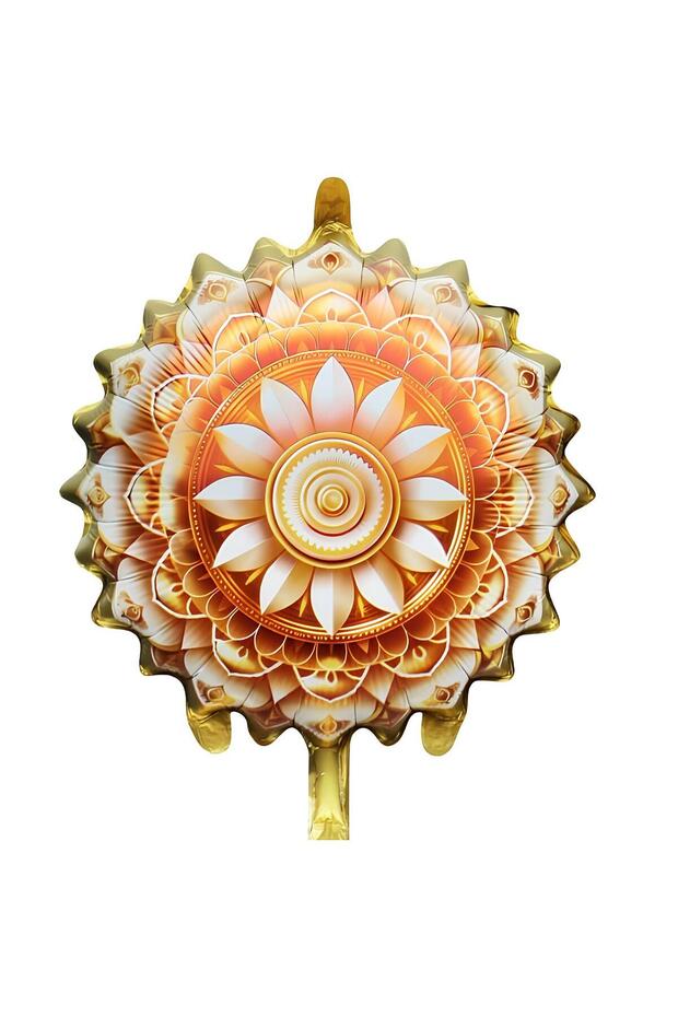 Yellow 18 Inch Round Foil Balloon with Ramadan Motif 49.5*51.5 - Welcome Ramadan Decorations - Ramadan