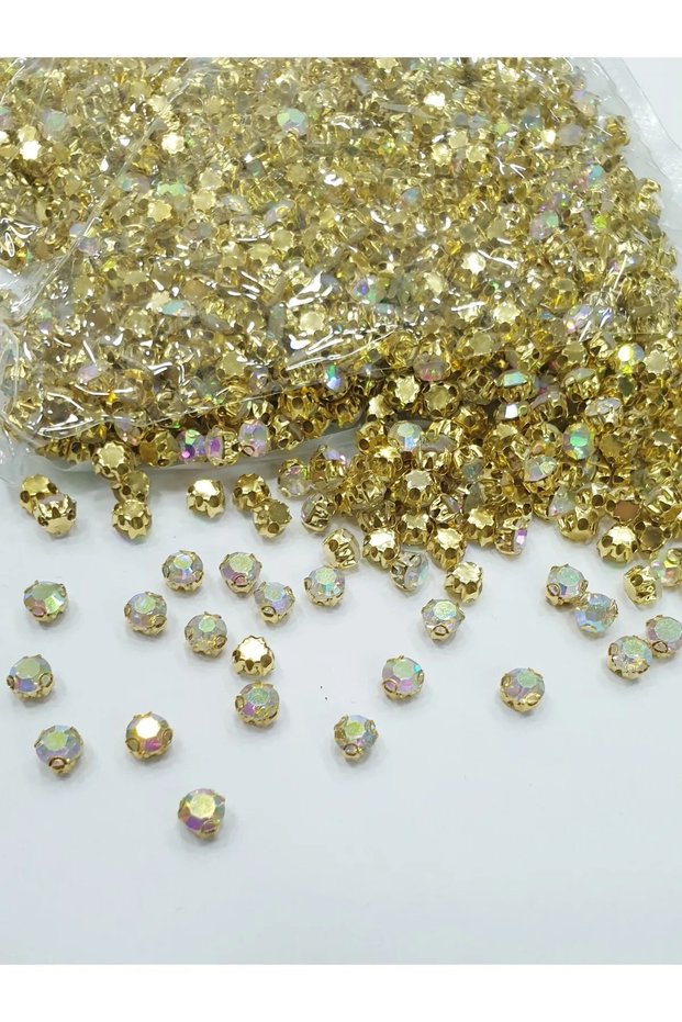 Ss40 (7 mm) Gold Kasa Janjanlı Glass Beyoğlu Dikme Stone (432 Pieces)