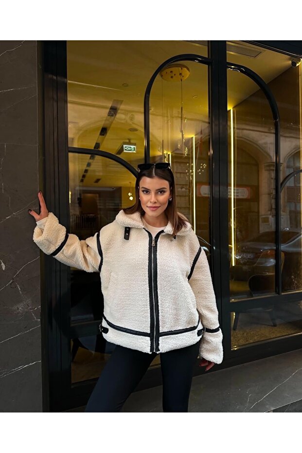 Peluş Oversize Biker Mont - 3