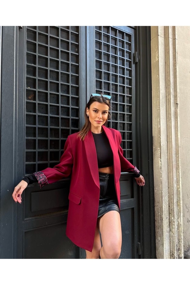 سترة بليزر مبطنة بنقشة الفهد - 2