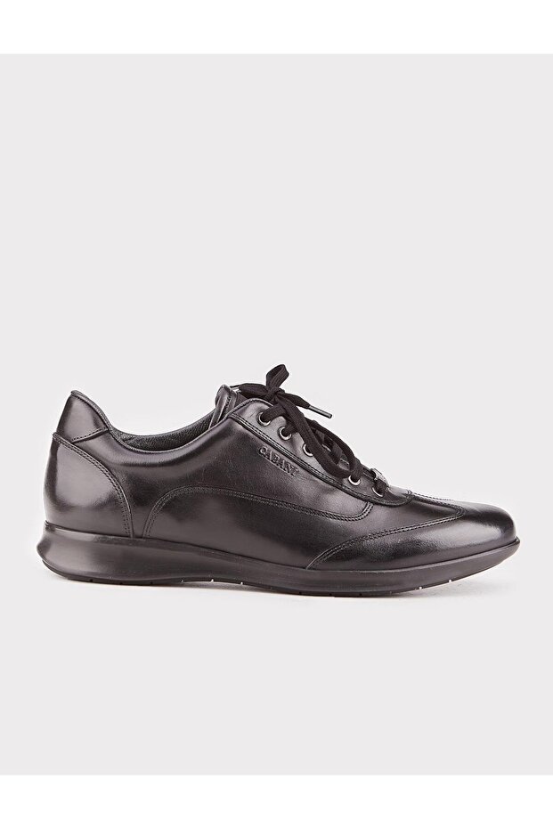 Men's Genuine Leather Rubber Sole Black Lace-Up Casual Shoes