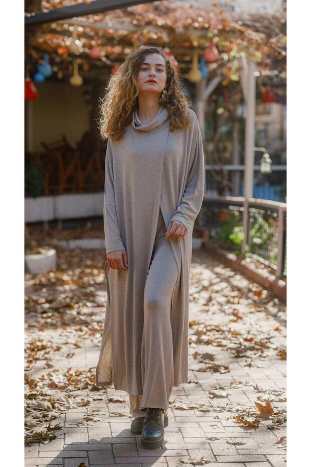 Stone Color Pants and Tunic Set