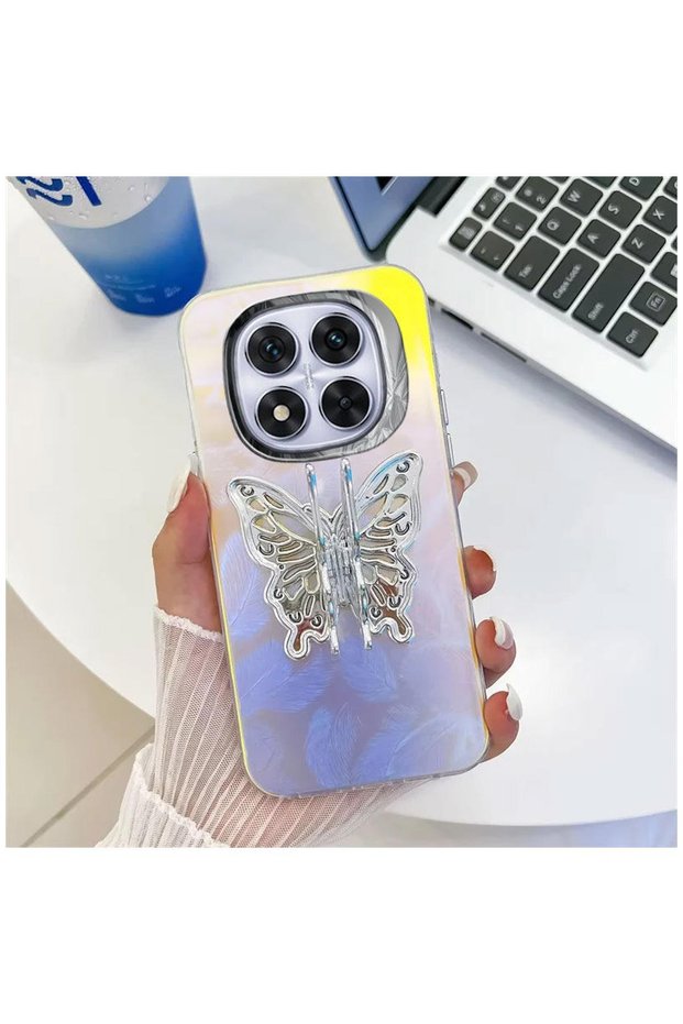 Xiaomi Redmi Note 14 Pro 5g Compatible Case Zebana Stand Butterfly Silicone Case Pattern 1