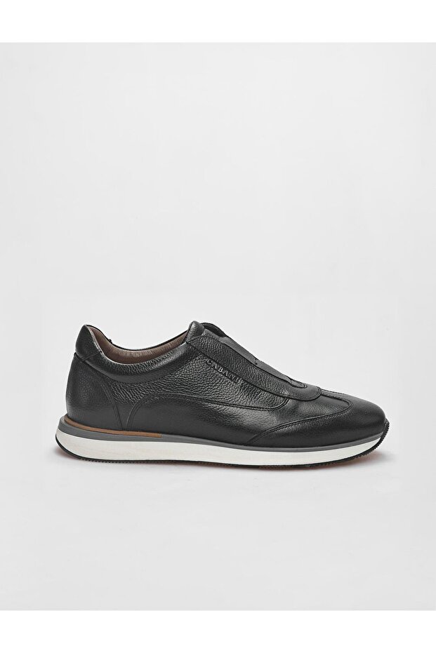 Black Genuine Leather Men's Sports Shoes