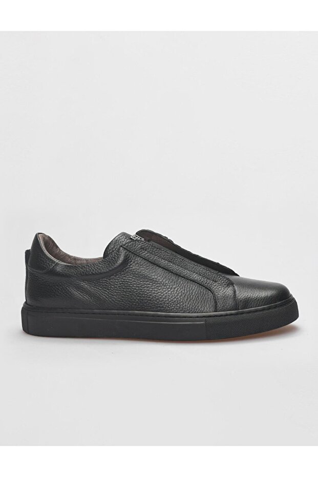 Genuine Leather Black Elastic Men's Sports Shoes