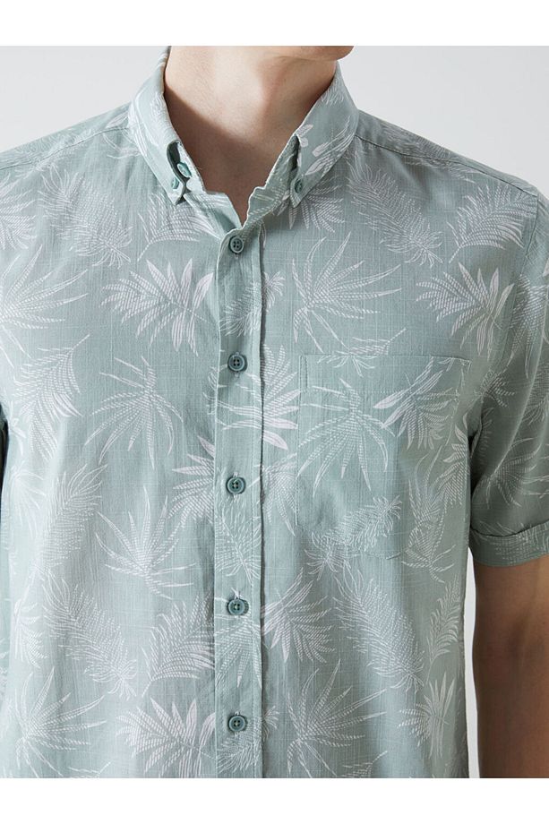LCWAIKIKI Classic Regular Fit Kısa Kollu Desenli Poplin Erkek Gömlek - 3