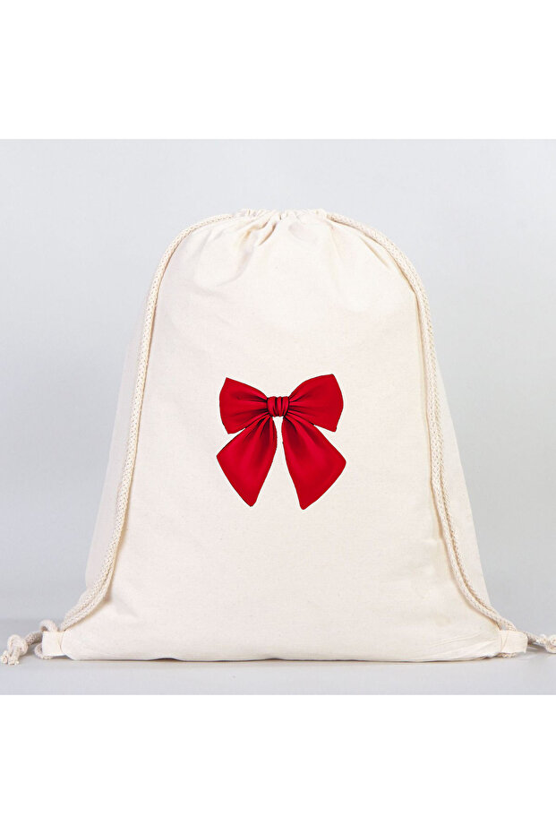 Red Ribbon Rope Drawstring Backpack