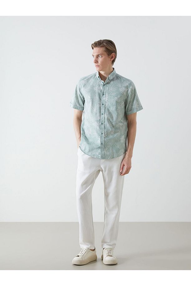 LCWAIKIKI Classic Regular Fit Kısa Kollu Desenli Poplin Erkek Gömlek - 2