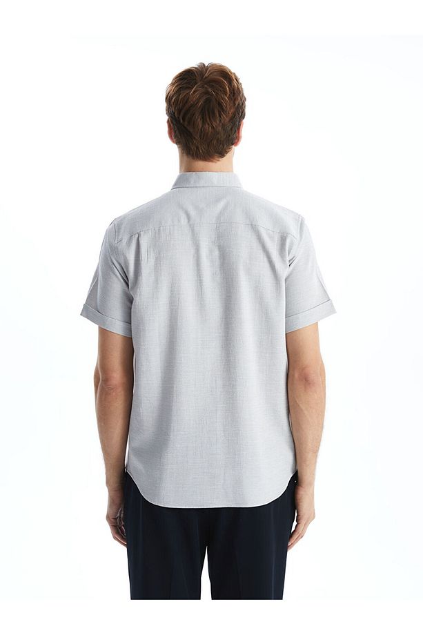 LCWAIKIKI Classic Regular Fit Kısa Kollu Armürlü Erkek Gömlek - 4