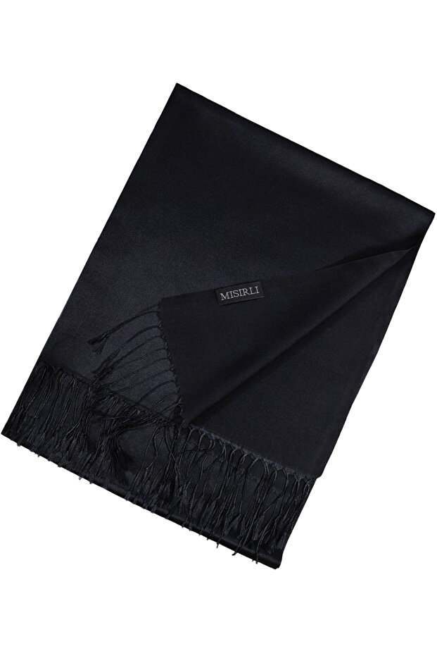 شال شرنقة ذرة بلون سادة - تفاصيل الوشاح - 1