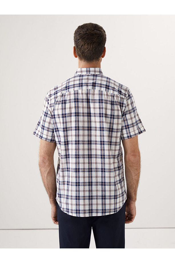LCWAIKIKI Classic Regular Fit Kısa Kollu Ekose Poplin Erkek Gömlek - 4
