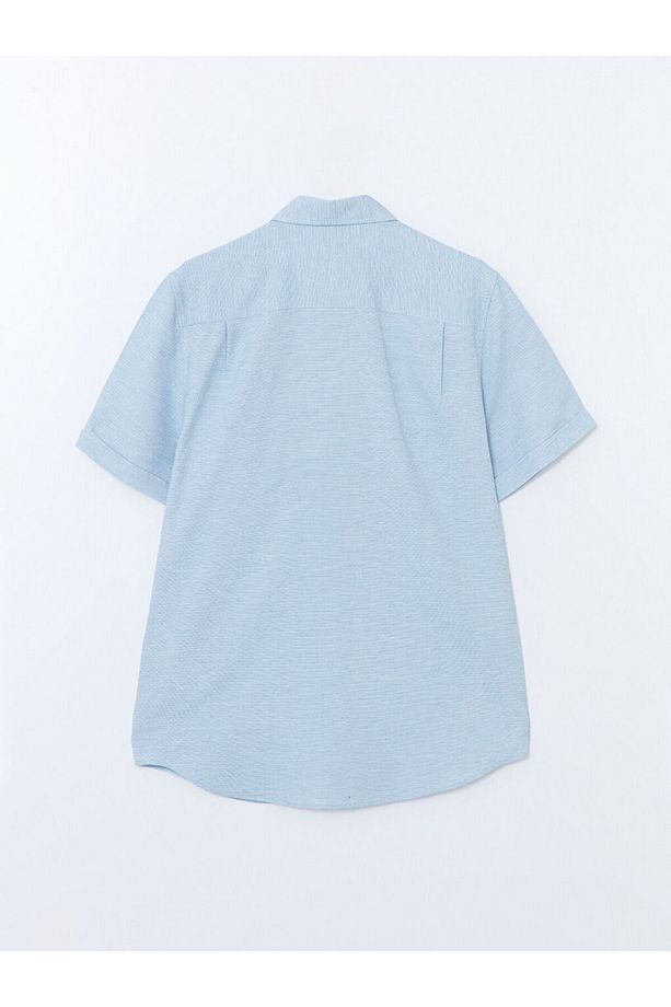 Regular Fit Kısa Kollu Armürlü Erkek Gömlek - 6