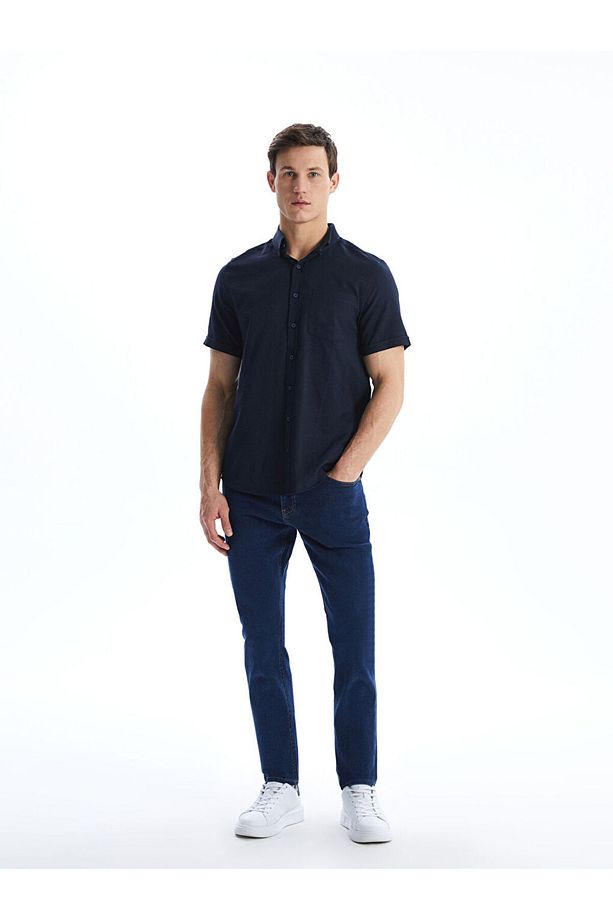 LCWAIKIKI Classic Regular Fit Kısa Kollu Armürlü Erkek Gömlek - 2